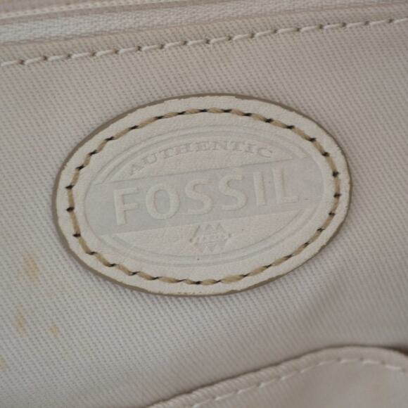 Fossil Tote Purse Black and White Exterior Pattern Tan Interior Fossil Bag - Picture 7 of 9